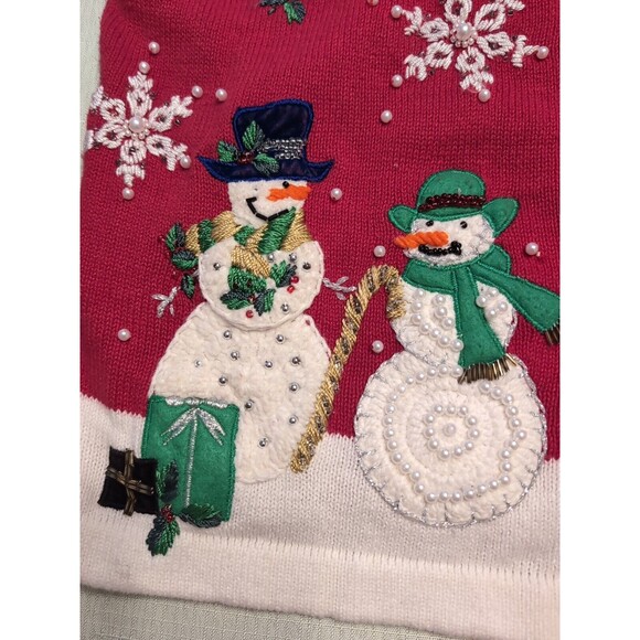 Holiday Christmas Ugly Sweater Red Snowman Sweater - Picture 15 of 16